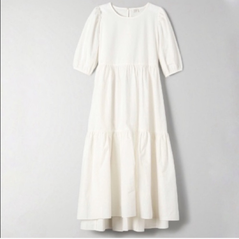 Aritzia Wilfred Tiered Puff sleeve Rengo Dress